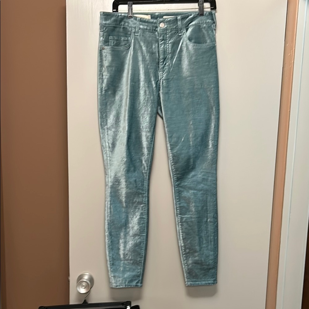 Stylish Metallic Blue Women's Jeans